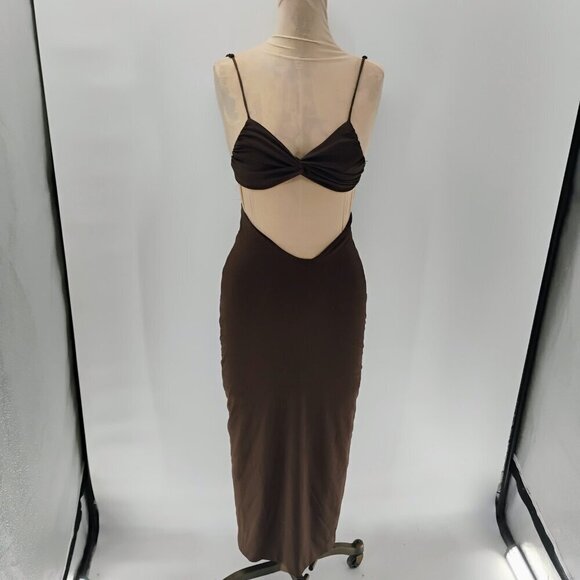 NWT Jin Giorgio Fits Everybody Long Slip Dress in Cocoa Sz. Xs cut out - Picture 12 of 16